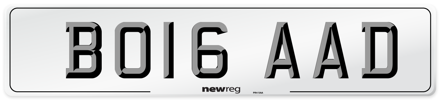 BO16 AAD Number Plate from New Reg